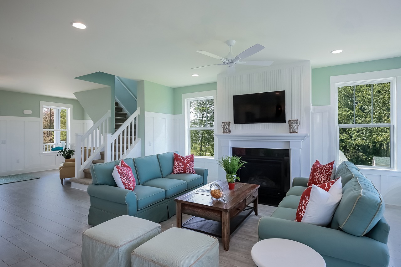 clean modern home living room assuming good indoor air quality